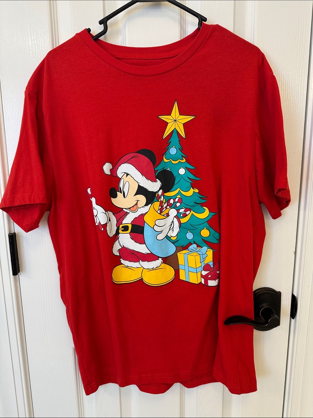 Disney Mickey Mouse Santa Tee - Red, Yellow, Black